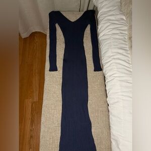Hera Collection Navy Blue Ribbed Knit Maxi Dress - Size S